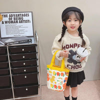 Cartoon Graffiti Bento Bag - Cute Canvas Handbag - Model 1 Yellow