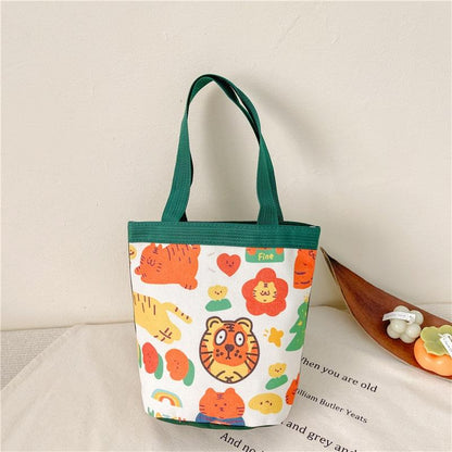 Cartoon Graffiti Bento Bag - Cute Canvas Handbag - Model 1 Yellow