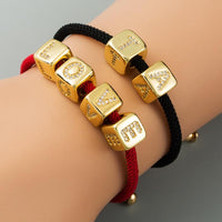 Brass Micro Inlaid Couple Red String Bracelet Diy Jewelry Style - Y