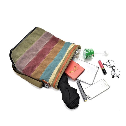 Multi Layer Canvas Crossbody Bag For Women Simple Design