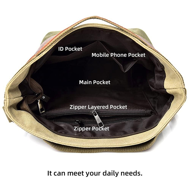 Multi Layer Canvas Crossbody Bag For Women Simple Design