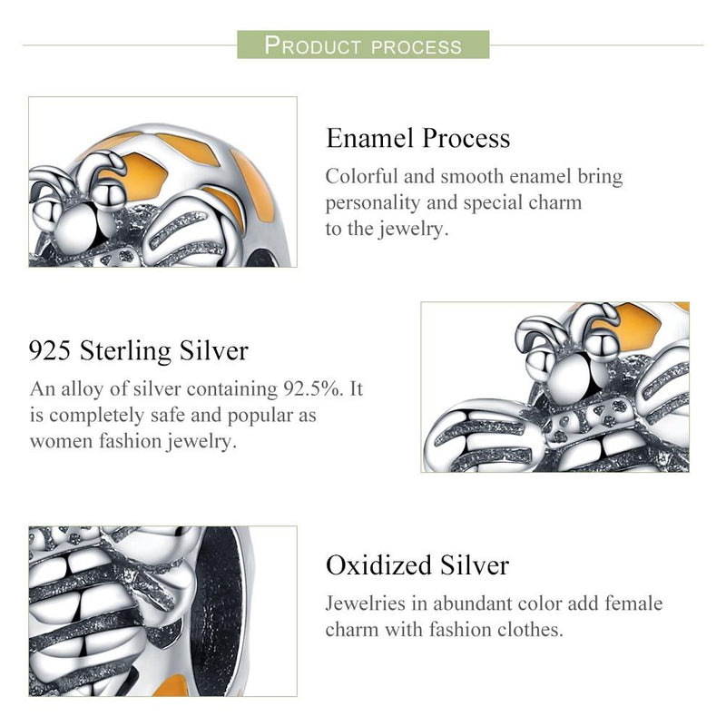 925 Sterling Silver Bee Charm For Diy Bracelets & Necklaces