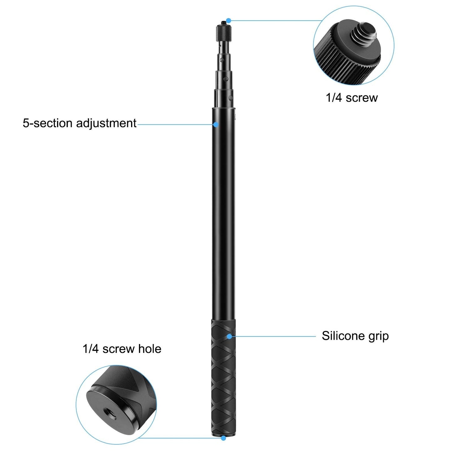 Metal Selfie Stick for Insta360 one Rs X2 X3 X4 - 150cm