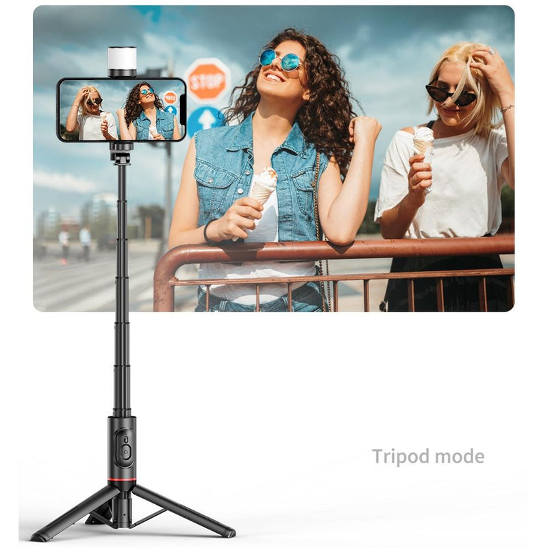 Rotatable Bluetooth Selfie Stick with Fill Light and Remote Control