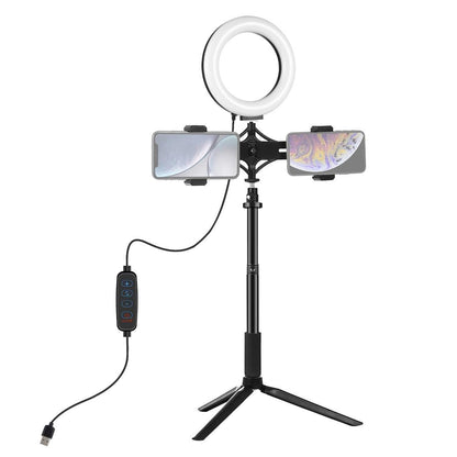Live Broadcast Phone Bracket & Tripod Mount with Extension Rod & 6.2 Inch Led Ring Light Kit