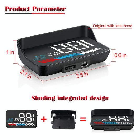 Universal Car Obd2 + Gps Hud 3.5 Inch Display Fuel Consumption