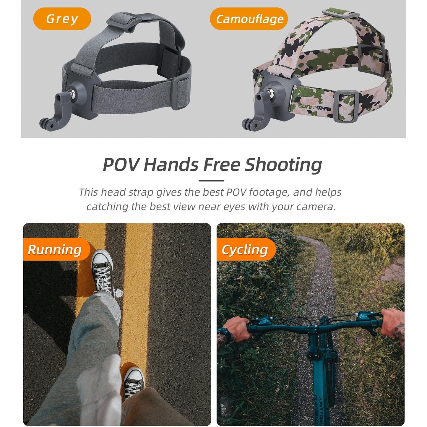 Adjustable 360 Degree Head Strap For Action Cameras - Camouflage