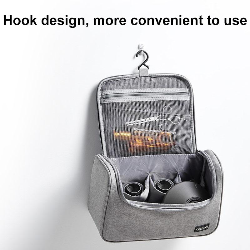 Portable Hair Dryer Storage Bag With Hook Large Capacity - Gray