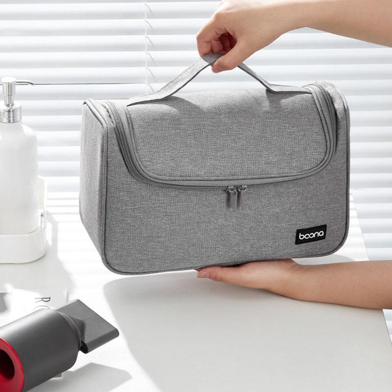 Portable Hair Dryer Storage Bag With Hook Large Capacity - Gray