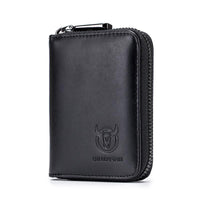 Men'S Leather Card Holder Casual Driver License Wallet - Black