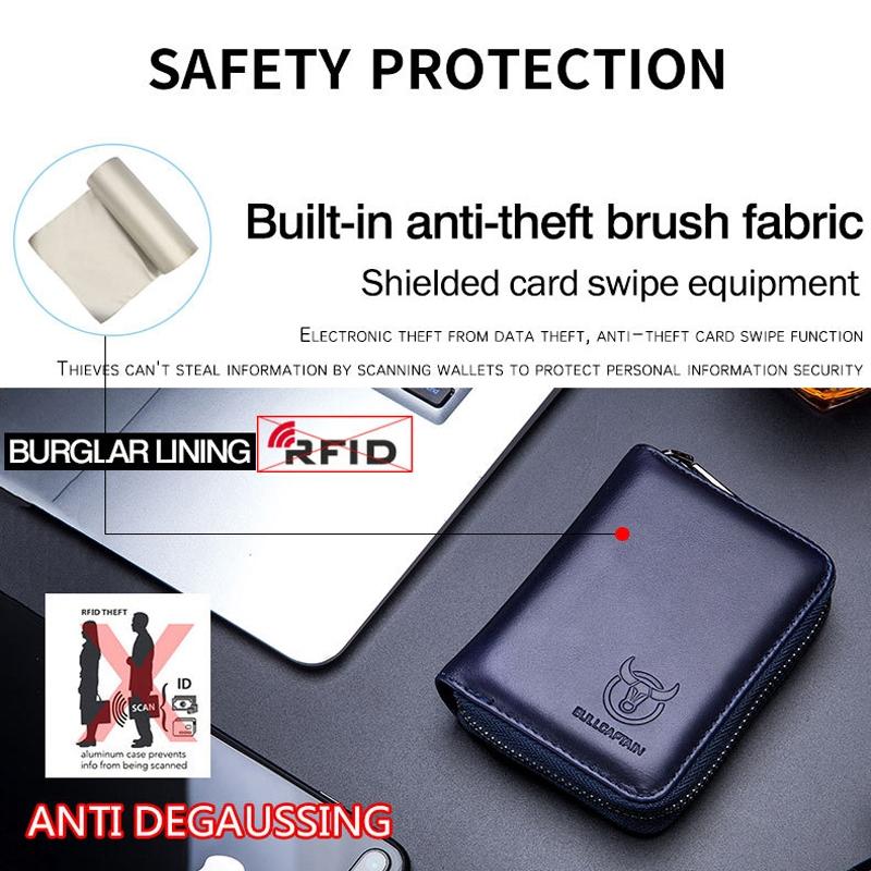 Men'S Leather Card Holder Casual Driver License Wallet - Black