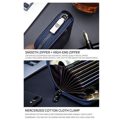 Men'S Leather Card Holder Casual Driver License Wallet - Black