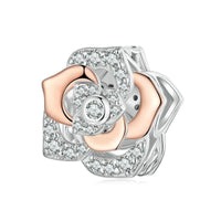 925 Sterling Silver Rose Gold Shining Rose Beads