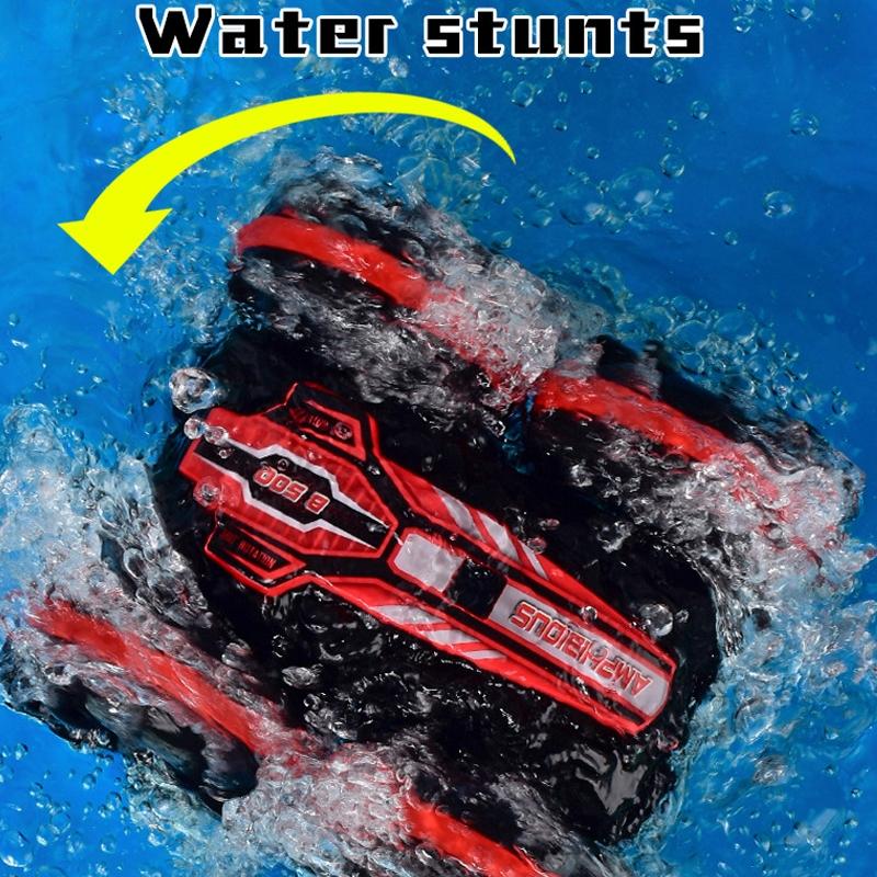 Amphibious Stunt Rc Car - Double-sided Rolling - 2.4g - Electric - Kids' Toy - Red