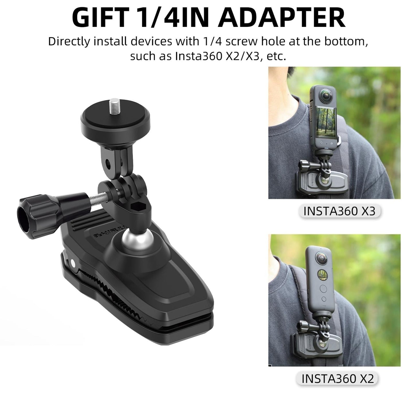 360 Degree Swivel Backpack Clip for Magnetic Action Camera Mount
