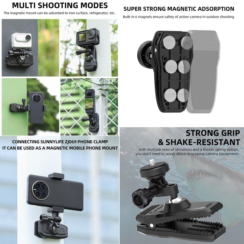 360 Degree Swivel Backpack Clip for Magnetic Action Camera Mount