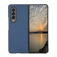 For Samsung Galaxy z Fold4 5G Carbon Fiber Texture Leather Phone Case - Pu Material - Black