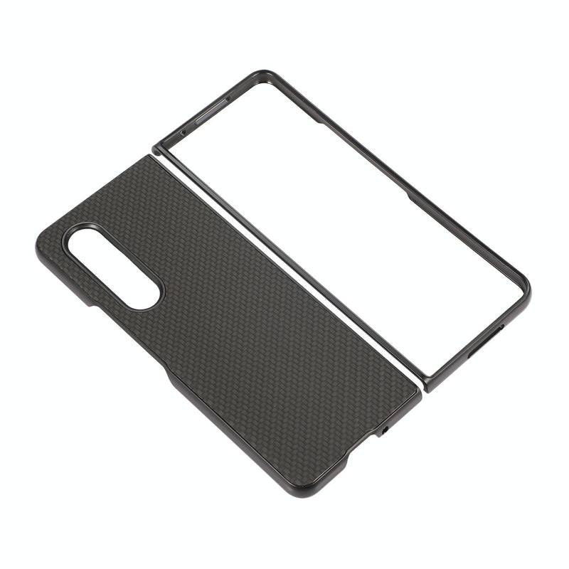 For Samsung Galaxy z Fold4 5G Carbon Fiber Texture Leather Phone Case - Pu Material - Black