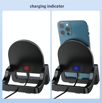 15W Vertical Wireless Fast Charger With Phone Holder - Black