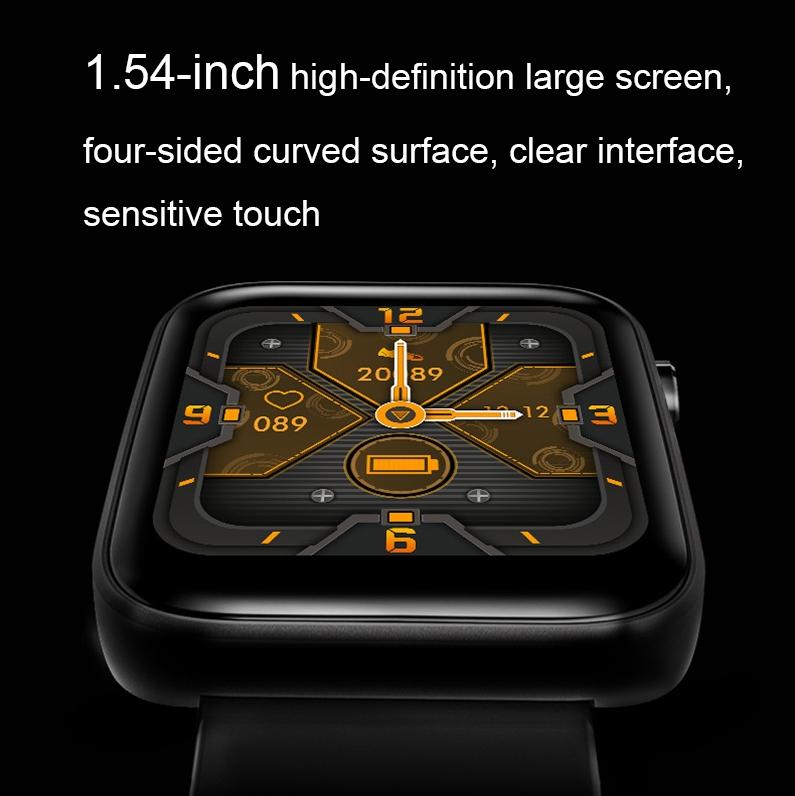 1.54 Inch Body Temperature Monitoring Smart Watch With Flashlight Function Black