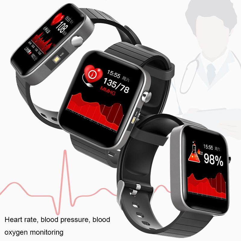 1.54 Inch Body Temperature Monitoring Smart Watch With Flashlight Function Black