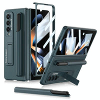 For Samsung Galaxy Z Fold4 5G Leather Case With Holder & Pen Slots - Thin & Shockproof - Grey