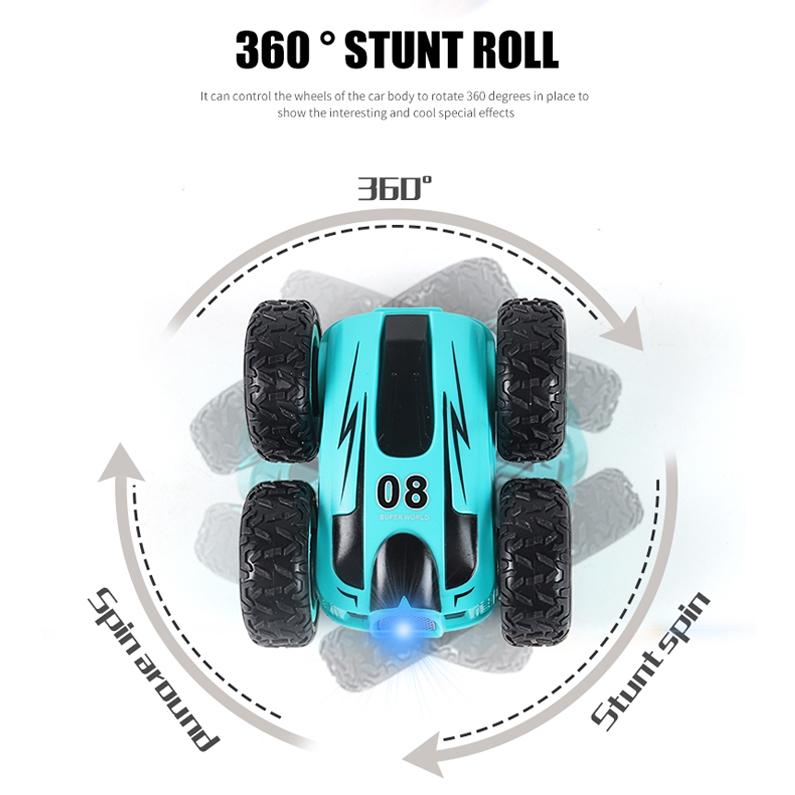 Double Sided 2.4g Mini Rc Car - High Speed Remote Control Toy - English Box 08 Blue