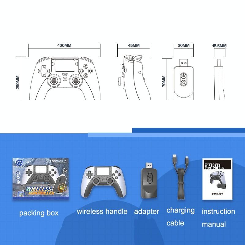 Wireless Bluetooth Game Controller for Ps5 / Ps4 / Pc - Black + White