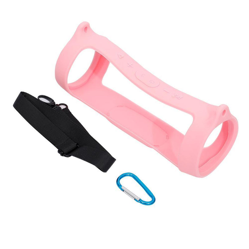 Jbl Charge 4 Speaker Cover with Strap & Carabiner - Portable Silicone Protection - Pink