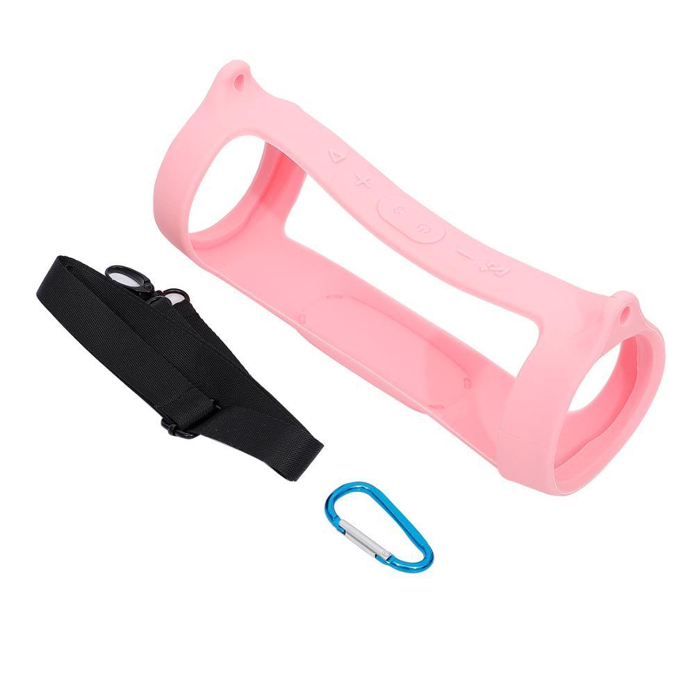 Jbl Charge 4 Speaker Cover with Strap & Carabiner - Portable Silicone Protection - Pink