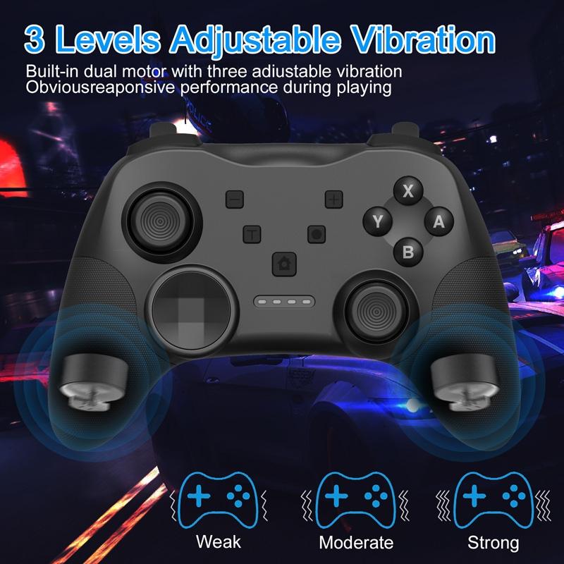 Wireless Bluetooth Game Console Handle for Nintendo Switch with Vibrating Gyroscope - Black