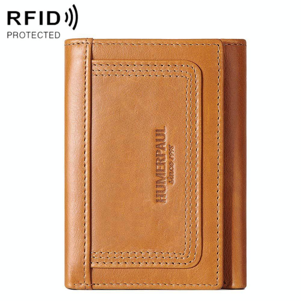 Rfid-blocking Leather Men Wallet with Multi-card Slots and Zipper Coin Pocket - Black