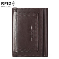 Rfid-blocking Leather Men Wallet with Multi-card Slots and Zipper Coin Pocket - Black