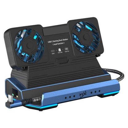 9-In-1 Usb-C Gaming Dock With Detachable Fan - Blue / Black