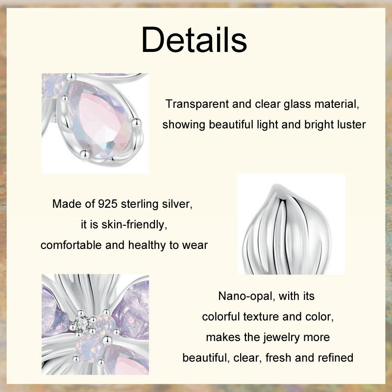 925 Sterling Silver Opal Flower Silicone Diy Beads