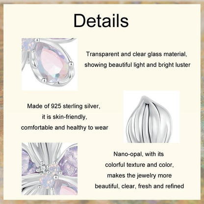 925 Sterling Silver Opal Flower Silicone Diy Beads