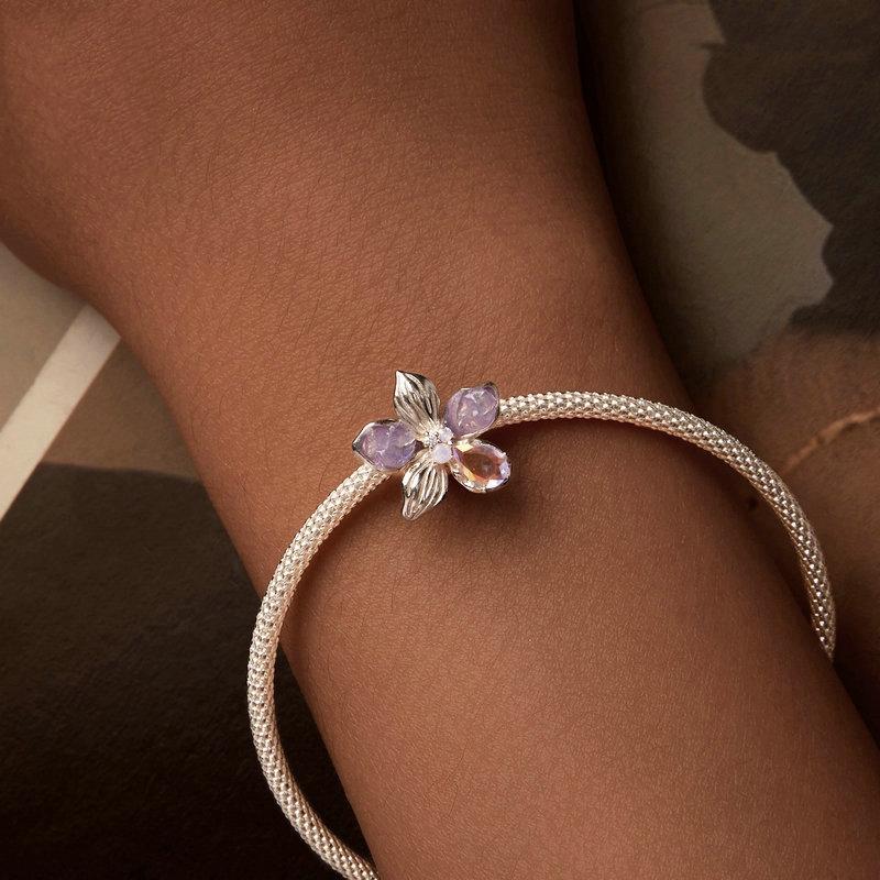 925 Sterling Silver Opal Flower Silicone Diy Beads