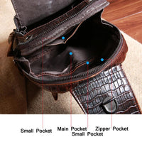 Men Cowhide Crocodile Texture Crossbody Chest Bag One Shoulder Design - Crocodile Pattern