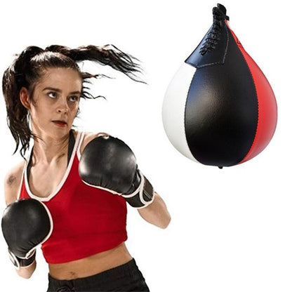 Black And White Suspended Pear-Shaped Speed Ball For Boxing - Black Red White