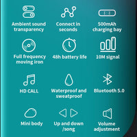 Wireless Bone Conduction Earphone with Bluetooth 5.0 - Black