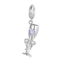 925 Sterling Silver Romantic Platinum Champagne Goblet Pendant