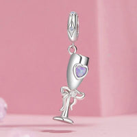 925 Sterling Silver Romantic Platinum Champagne Goblet Pendant