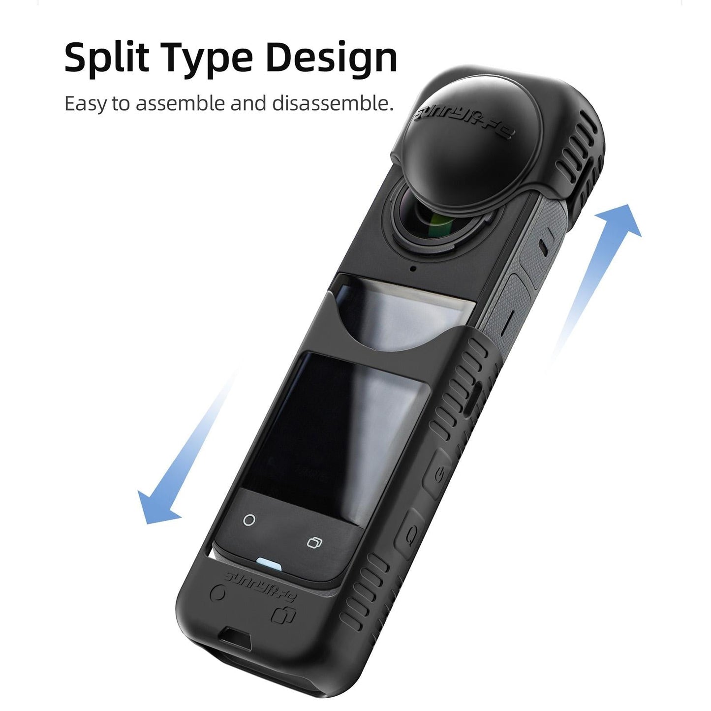 Silicone Shockproof Case and Lens Cover for Insta360 X4 by Sunnylife - Black - Lens Body Cover Kit