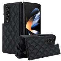 For Samsung Galaxy Z Fold4 5G Foldable Full Coverage Double Buckle Pu Phone Case - Black