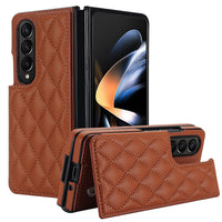 For Samsung Galaxy Z Fold4 5G Foldable Full Coverage Double Buckle Pu Phone Case - Black