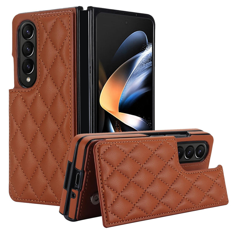 For Samsung Galaxy Z Fold4 5G Foldable Full Coverage Double Buckle Pu Phone Case - Black