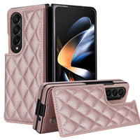 For Samsung Galaxy Z Fold4 5G Foldable Full Coverage Double Buckle Pu Phone Case - Black