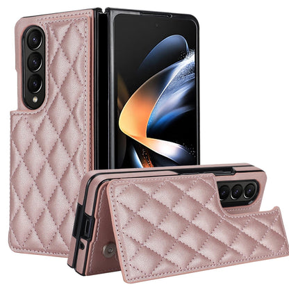 For Samsung Galaxy Z Fold4 5G Foldable Full Coverage Double Buckle Pu Phone Case - Black
