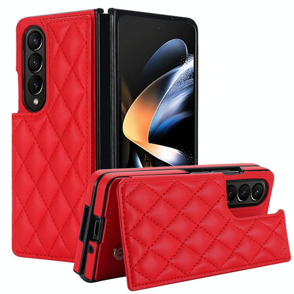 For Samsung Galaxy Z Fold4 5G Foldable Full Coverage Double Buckle Pu Phone Case - Black