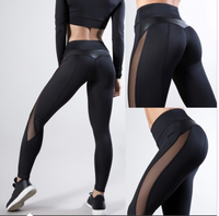 Push Up Fitness Leggings - Seamless Mesh Workout Pants For Women Xl Black
